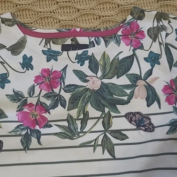 Joules Riviera Striped and Floral Printed Shift Dress - Size 6 - Picture 6 of 11